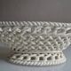 Woven ceramic oval fruit bowl or dish