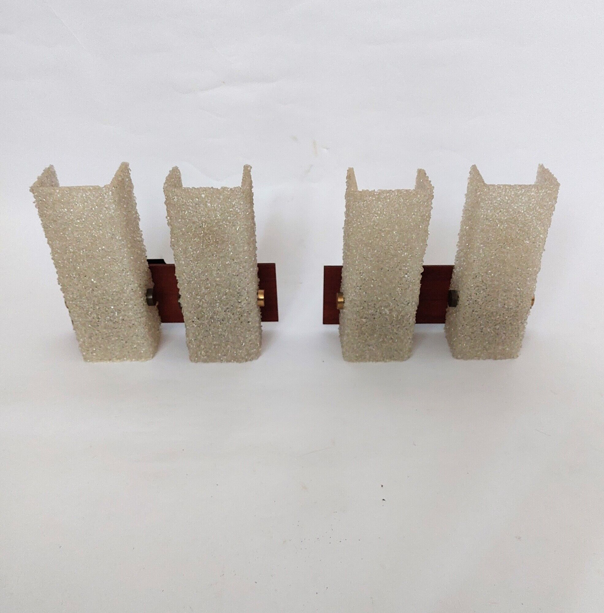 Pair of Scandinavian wall lamps, metal, teak and perspex 1960 vintage