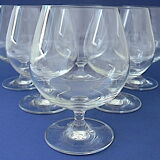 Suite of six tasting glasses of colorless crystal cognac