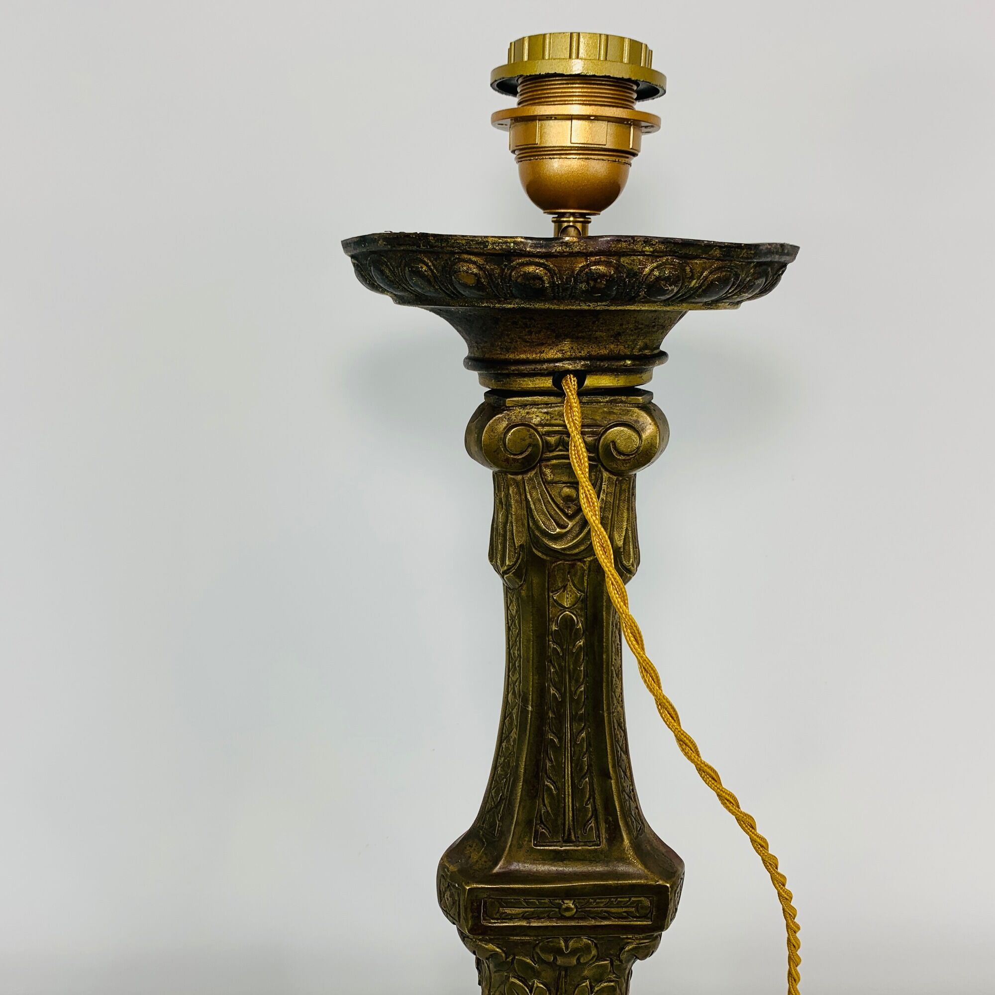 Lamp foot Bronze gilded brass old spat candle church 19th candelabra