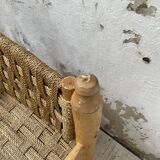 Moroccan wooden and rope armchair