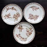 Onnaing ironstone dessert plate "Fleurs Jetées" brown