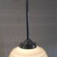Bauhaus pendant light in chrome metal and opaline globe - 1950s