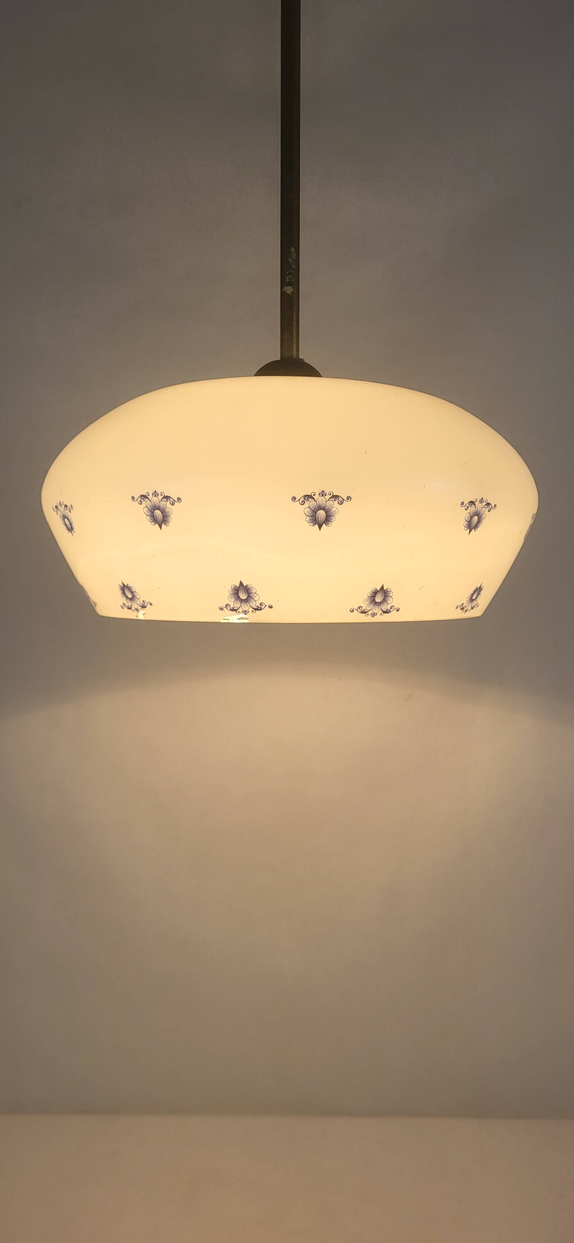 Opaline glass pendant light