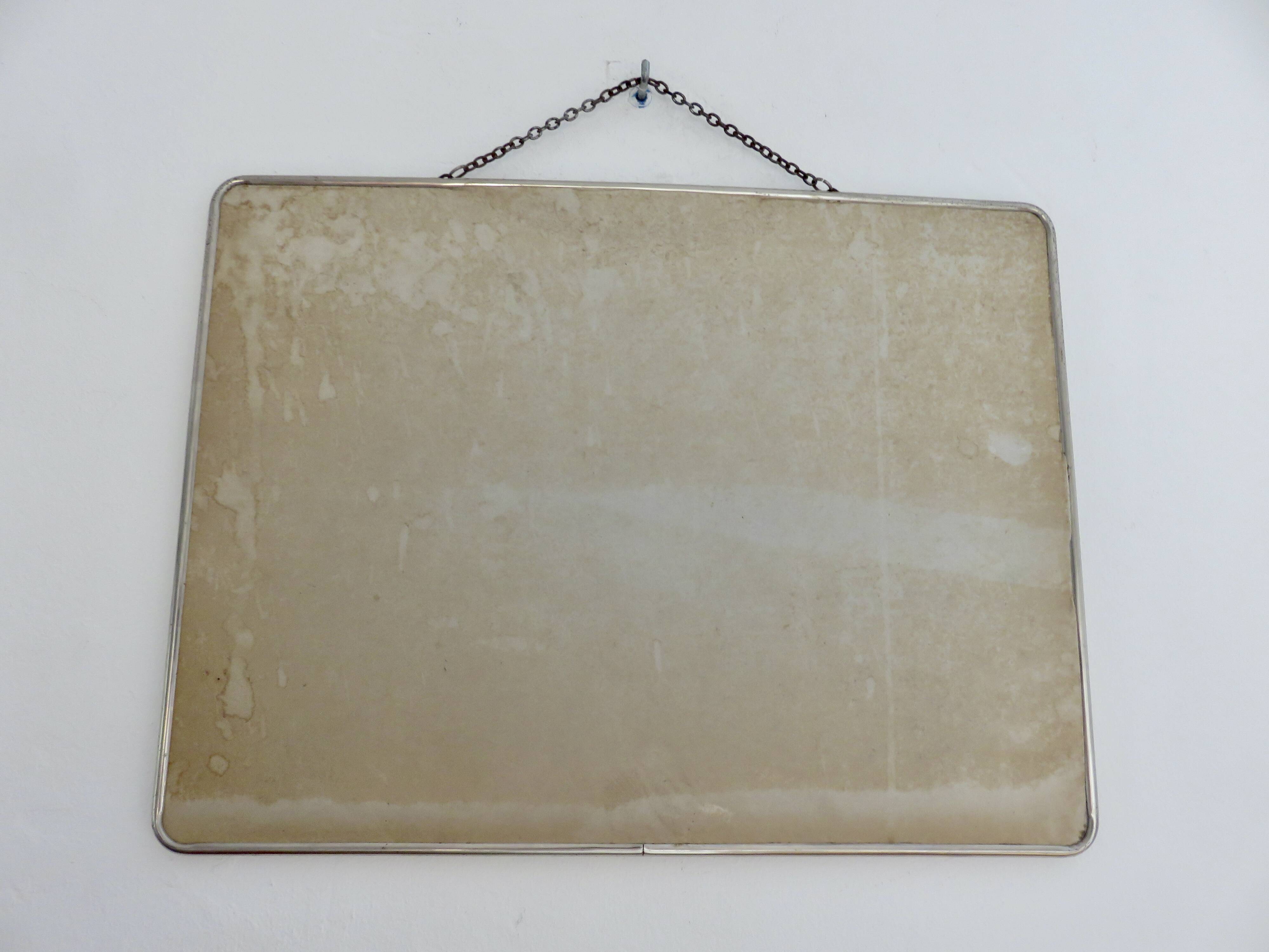Very old XXL barber mirror with chain, art deco 40s 50s