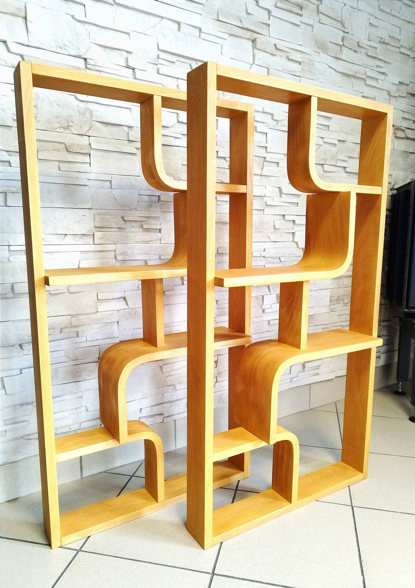 Bent plywood wall, bookcase, flowerbed, Volak by Holesov, 1960s Czechoslovakia