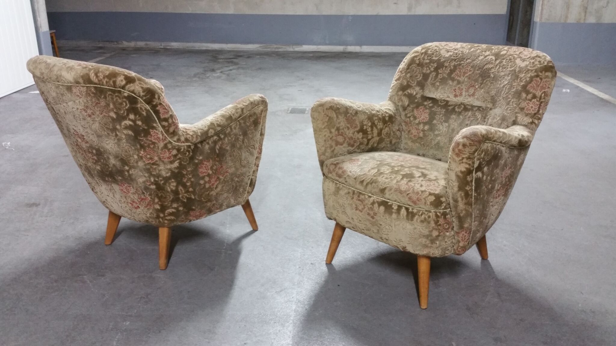Pair of armchairs flower 50s