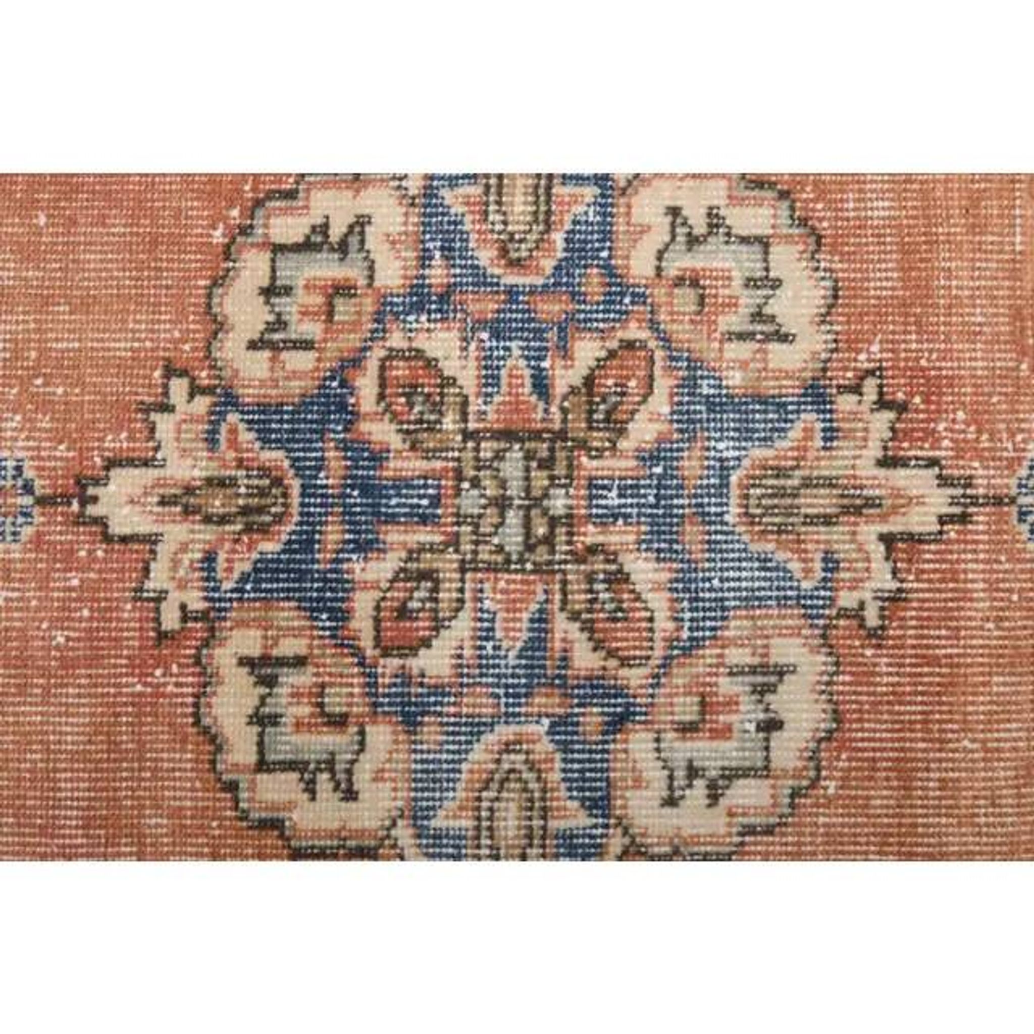 Vintage Turkish Oushak handmade wool cotton red runner rug 94x335