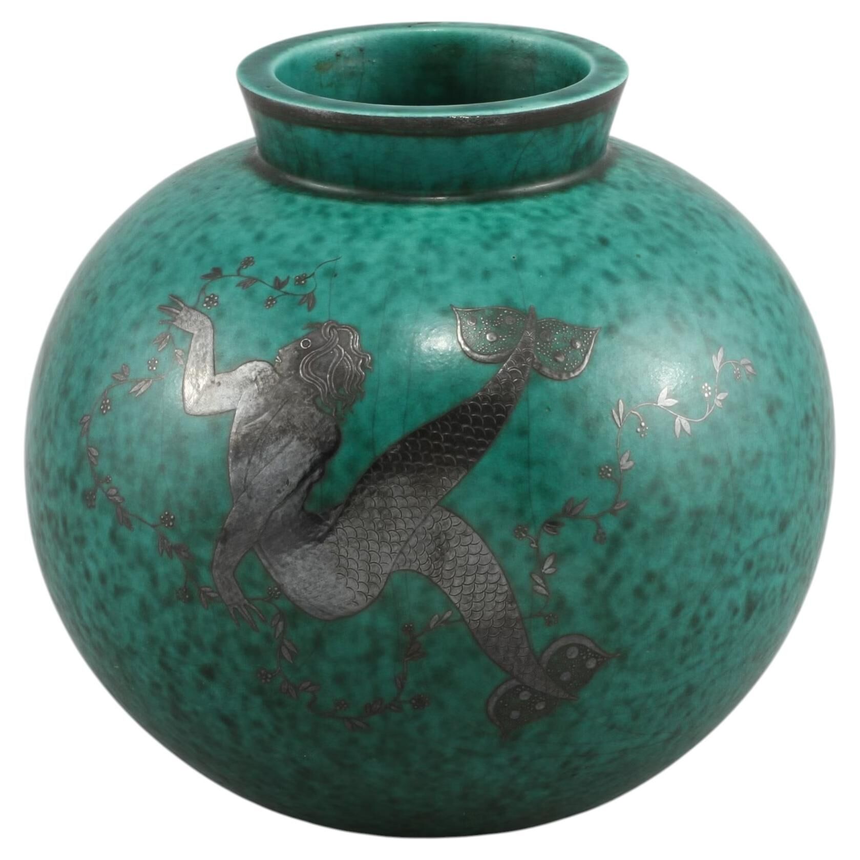 Wilhelm kage vase in ceramic "argenta" gustavsberg sweden 1940s marked