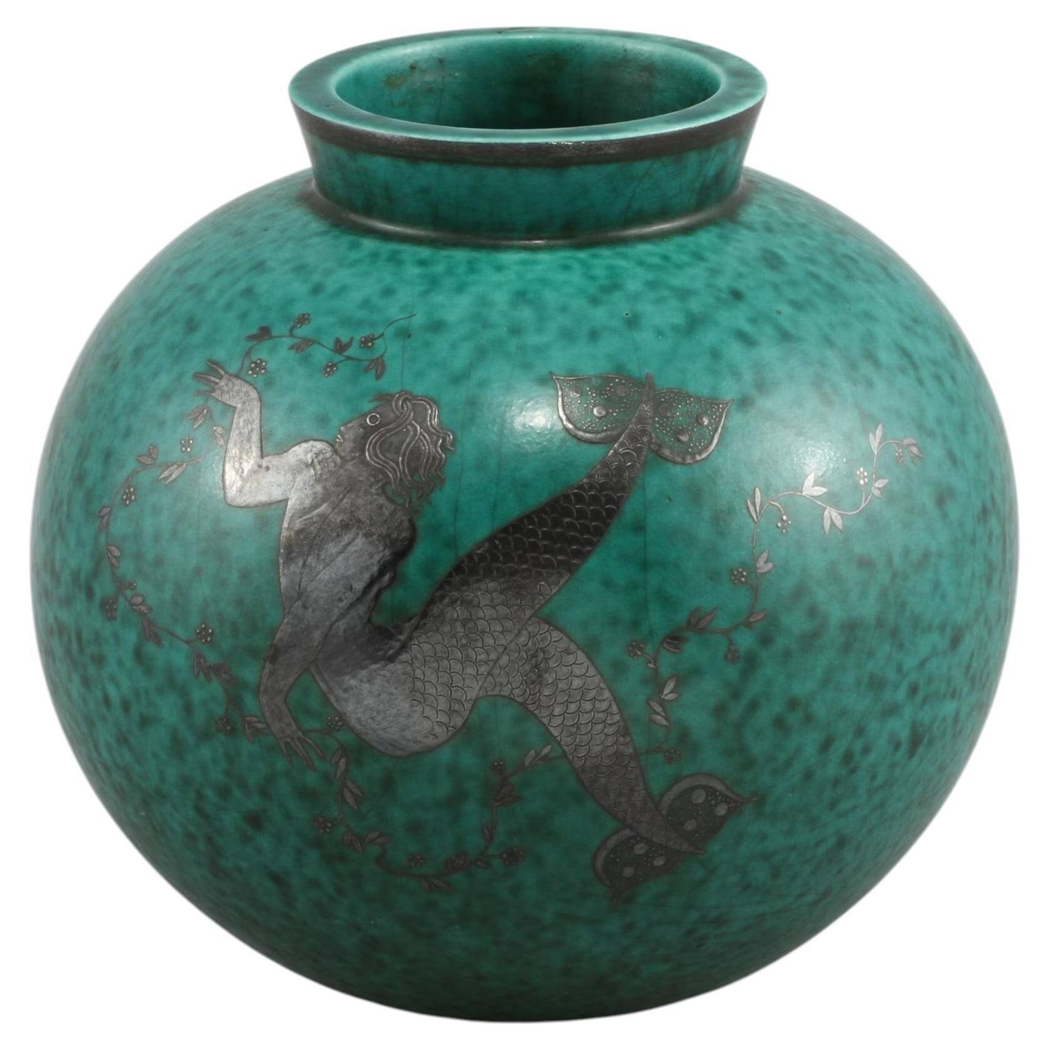 Wilhelm kage vase in ceramic "argenta" gustavsberg sweden 1940s marked