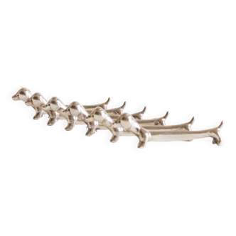 Set of six dachshund-shaped knife holders, 1970s