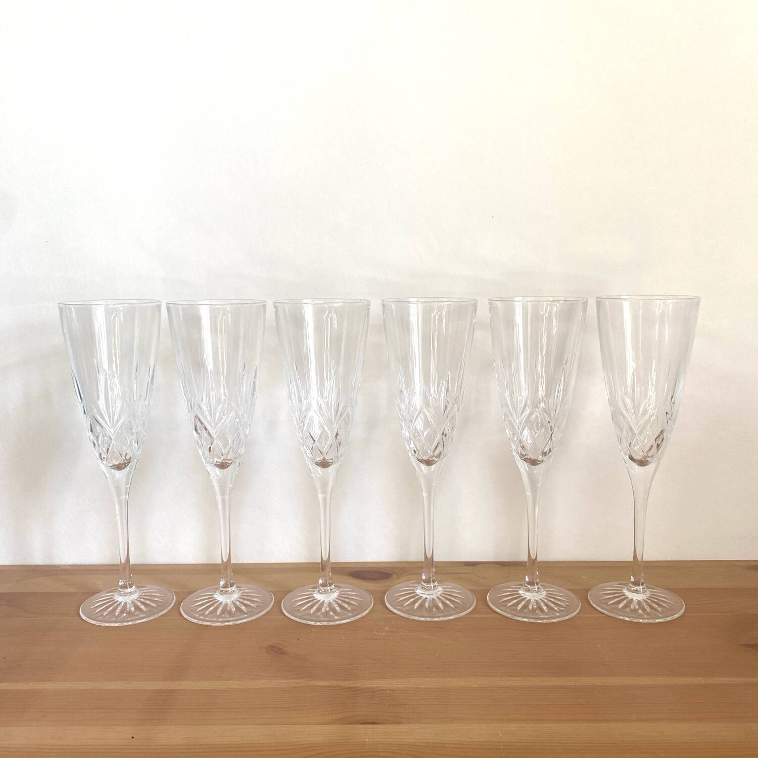Thomas webb champagne flutes - crystal - roméo model - vintage