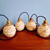 Art Deco suspension in marbled opaline with ouraline (4 available)