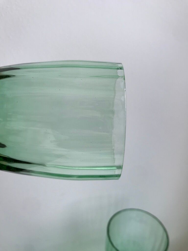 Set of 5 green art deco water glasses 30s-40s