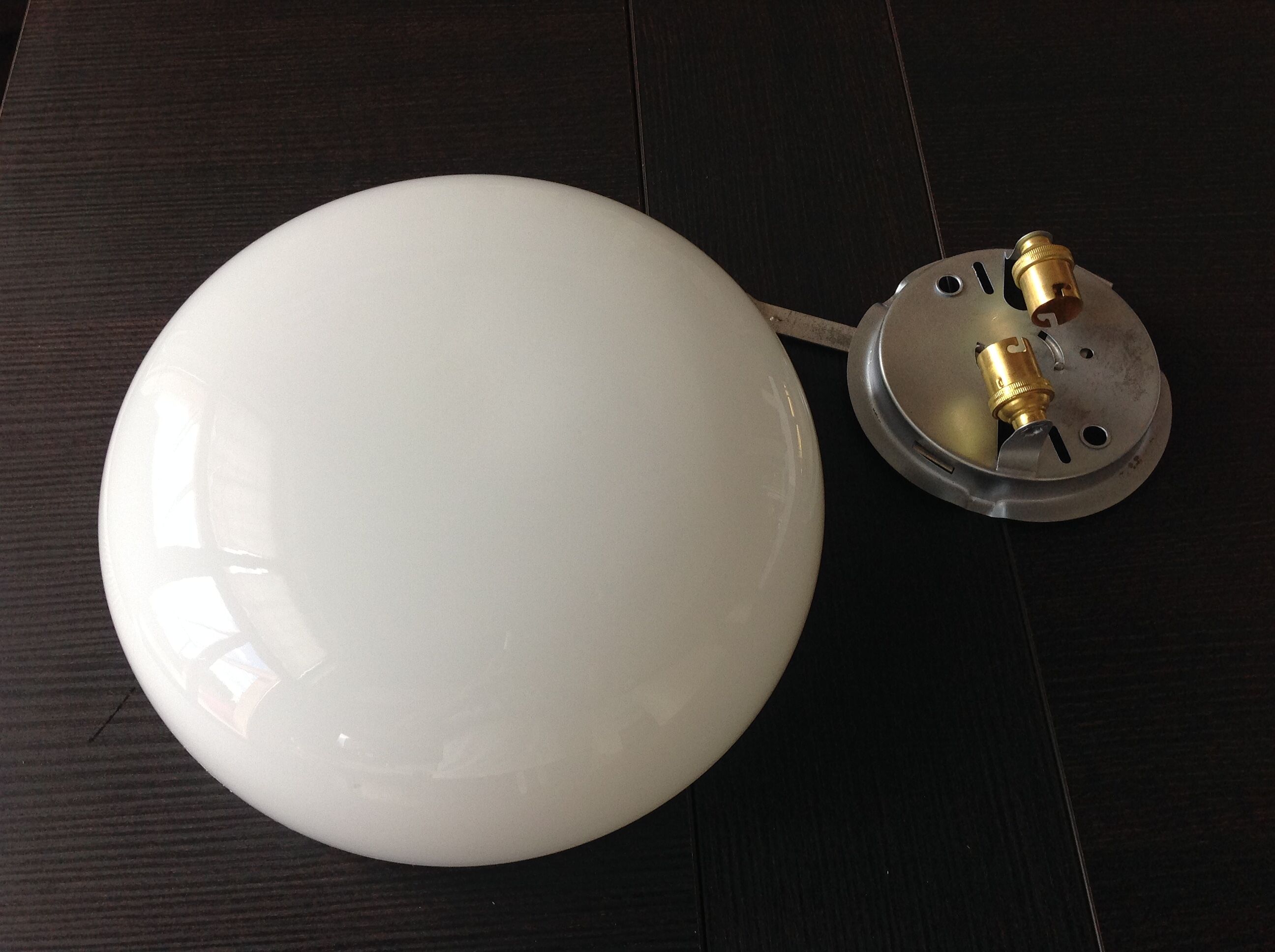 Ceiling light in opaline white vintage 70s half moon