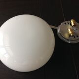 Ceiling light in opaline white vintage 70s half moon