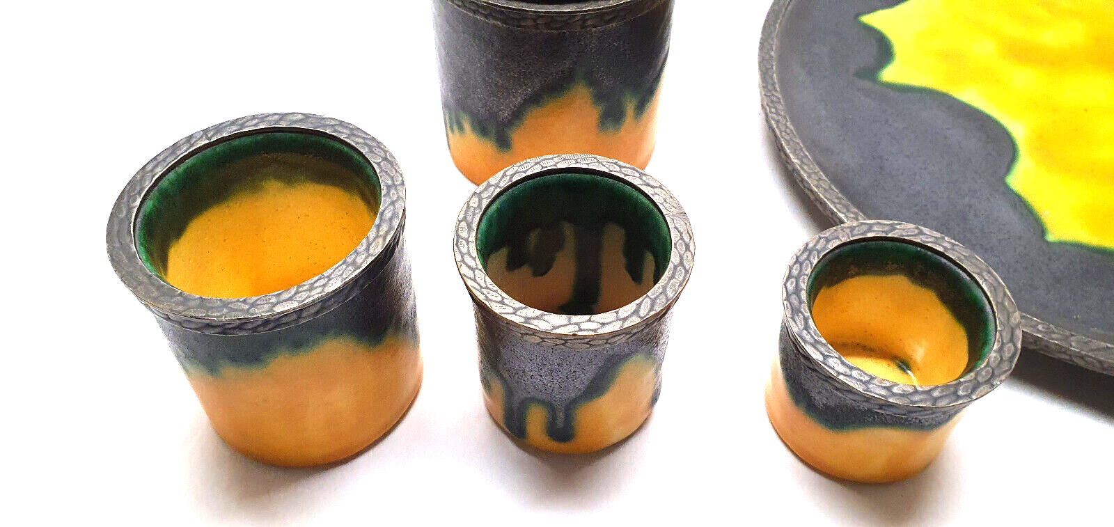 Former smoking tobacco service of Louis Dage 6 pieces art deco collection