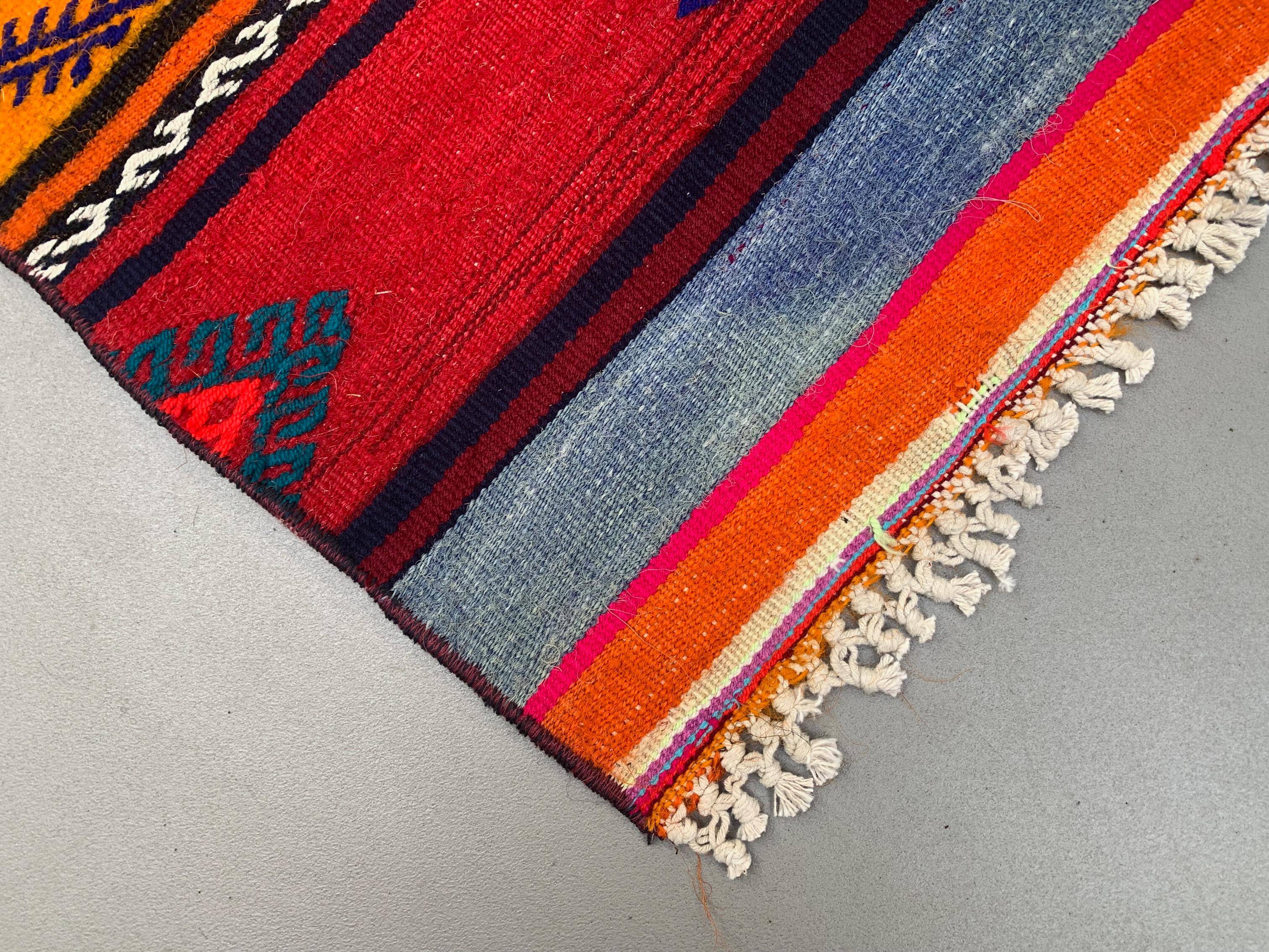 Old Turkish narrow Kilim Runner 250x44 cm shabby chic, vintage kelim