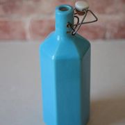 Bouteille de limonade en grès vernissé bleu , grès d'Alsace, poterie, collection