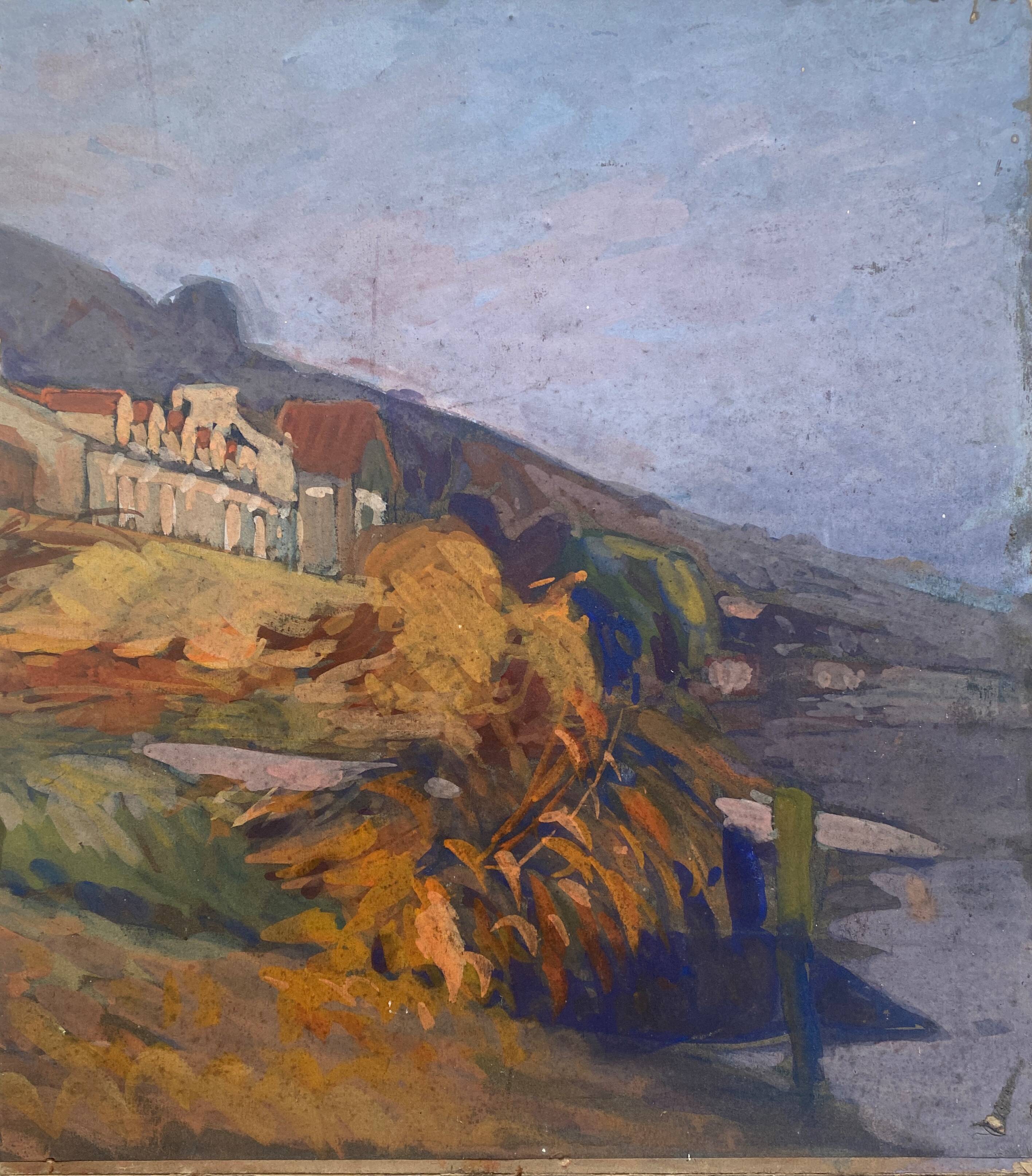 Two-sided painting "The Artist at Work + Landscape" HSP signed E. Bullio (circa 1920)