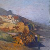 Two-sided painting "The Artist at Work + Landscape" HSP signed E. Bullio (circa 1920)
