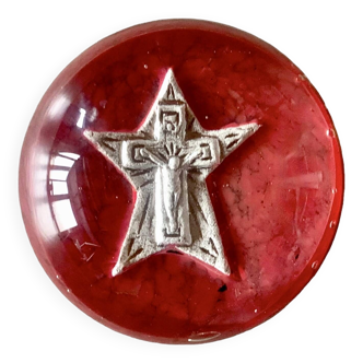 Antique sulfur paperweight - Jesus on the Cross