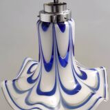 Blue & White Murano Glass Bell Pendant Ascribable to Mazzega, Italy, 1970s