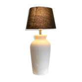 Lampe en marbre blanc et coton anthracite