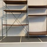Thong shelves on foot steel and vintage wood