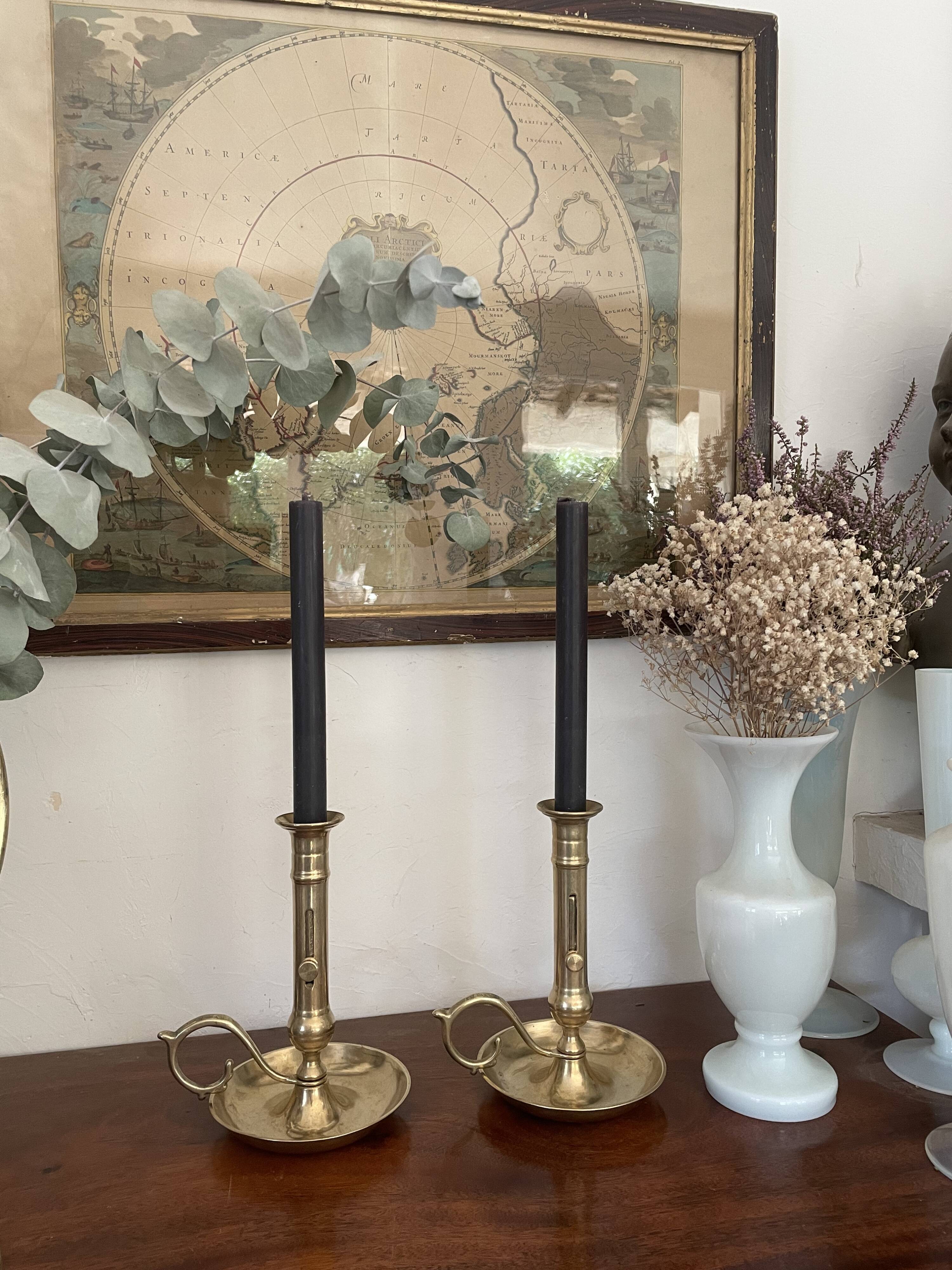 Pair of brass candle holders