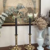 Pair of brass candle holders