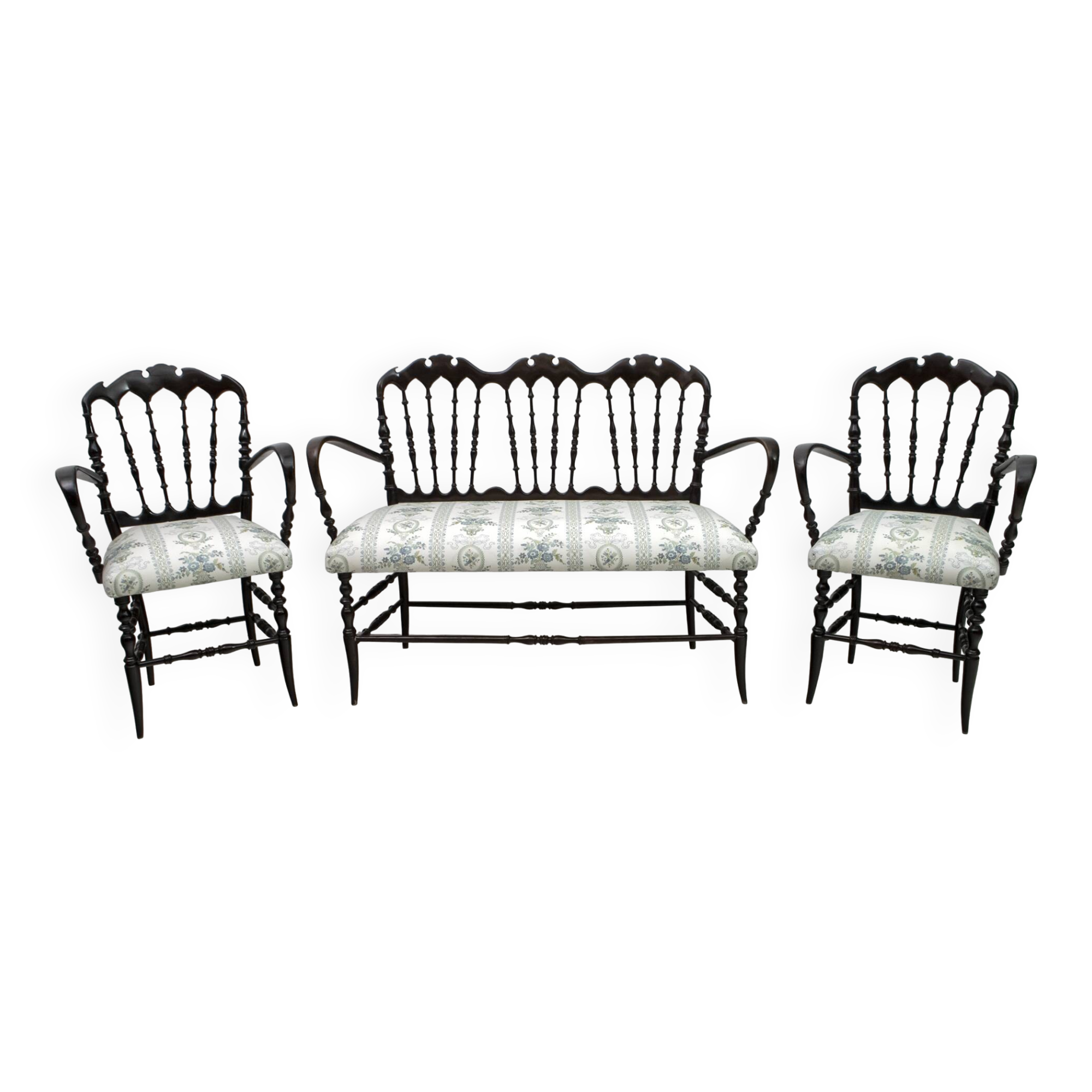 Giuseppe Gaetano Descalzi Midcentury Italian Chiavari Sofa and 2 Armchairs