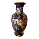 Vase bleu de Tours, signé Gustave Asch, Sainte Radegonde