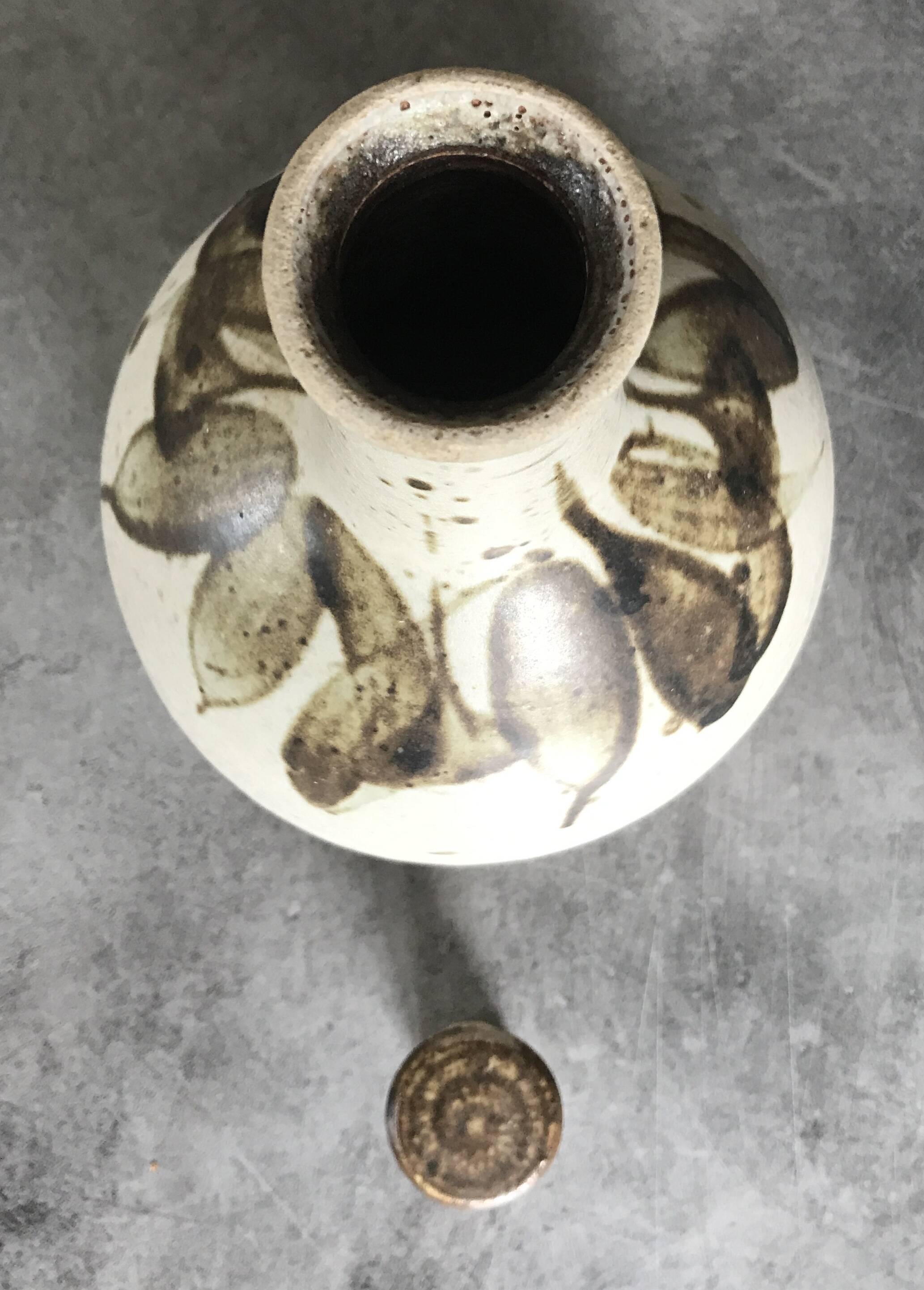 BOTTLE Vintage bottle in partially glazed pyrite stoneware