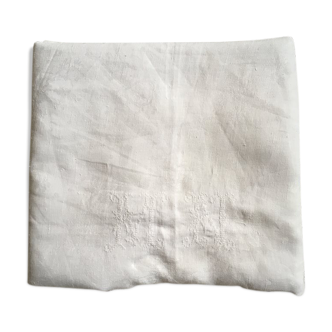 Old tablecloth damask monogrammed m n cross-stitch