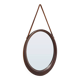 Round wall mirror with leather strap, 1960s