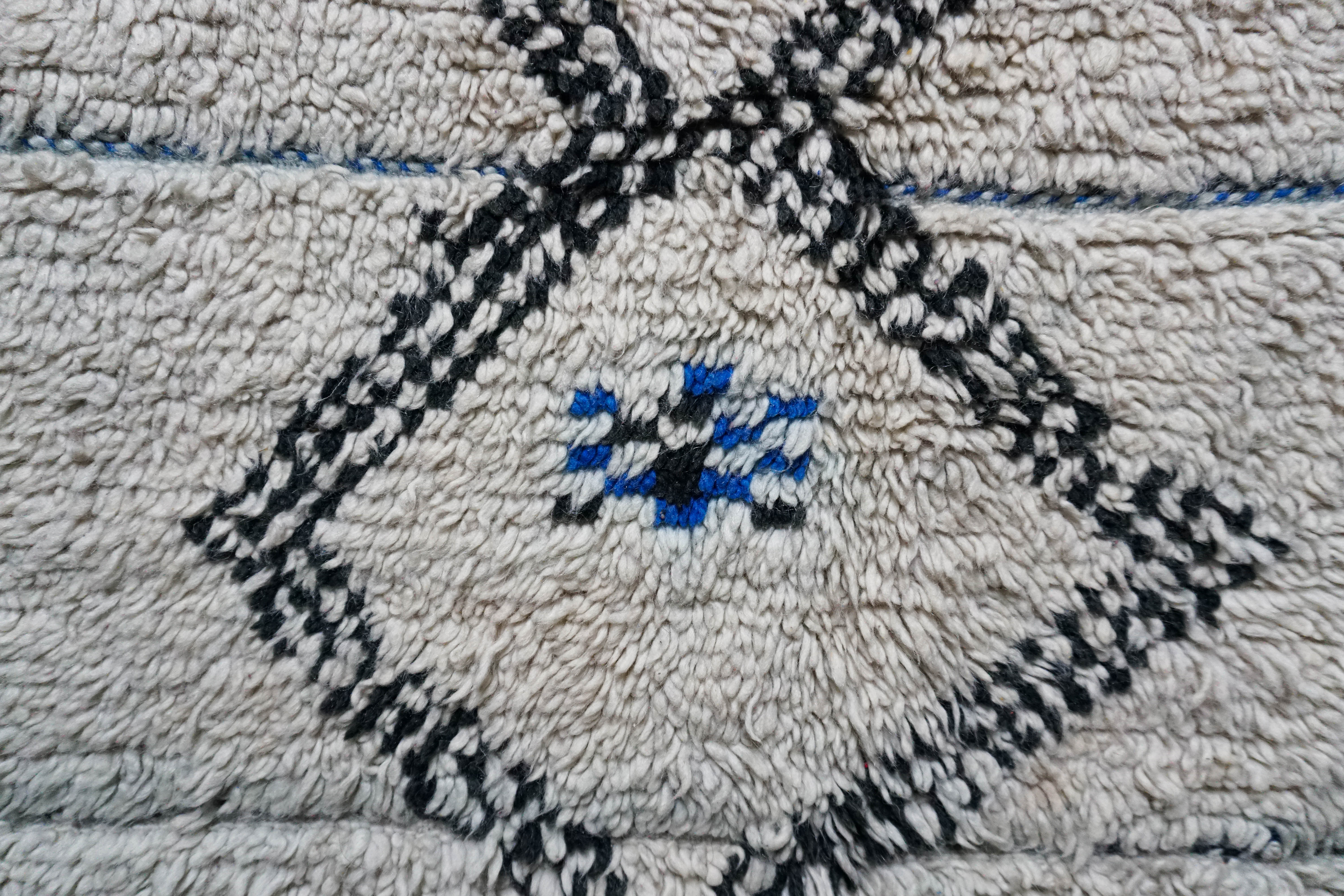 Old azilal carpet blue and white