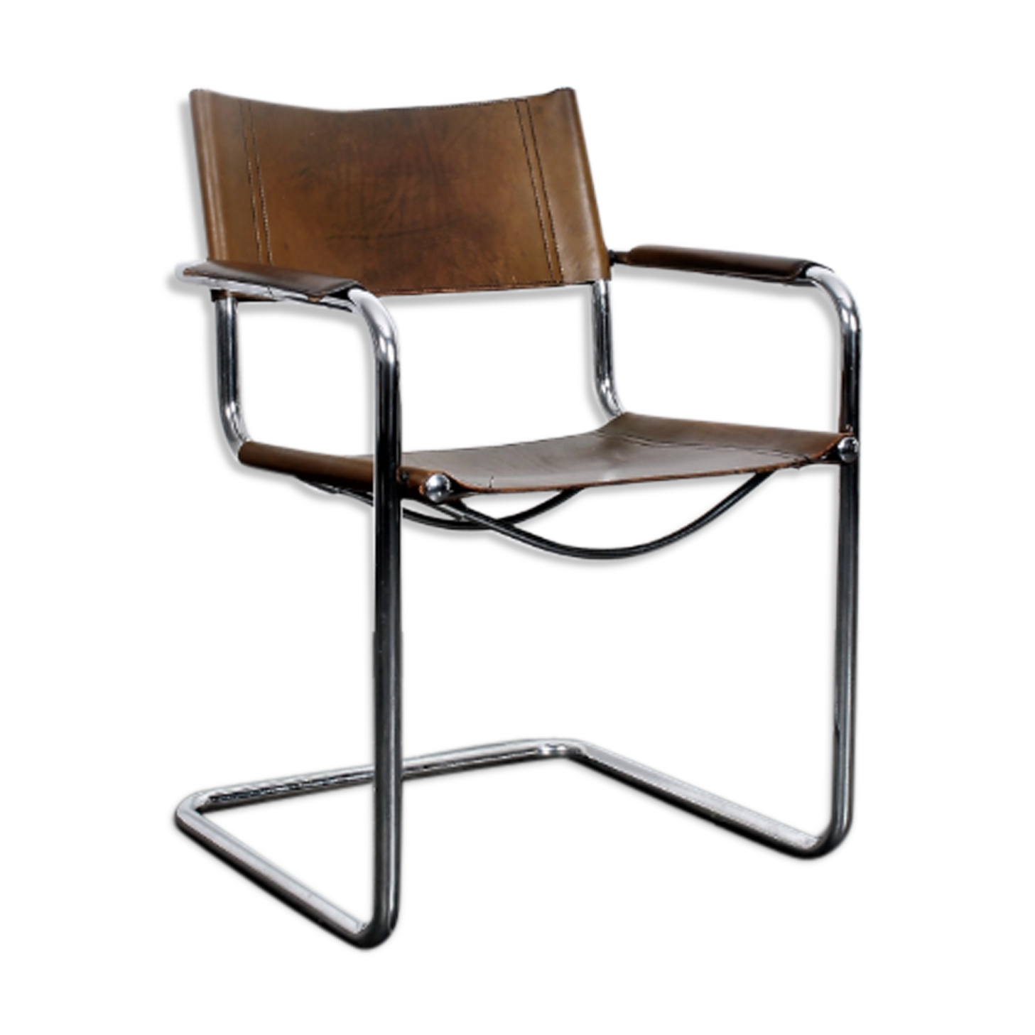 Mart Stam chairs in brown leather