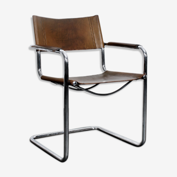 Mart Stam chairs in brown leather