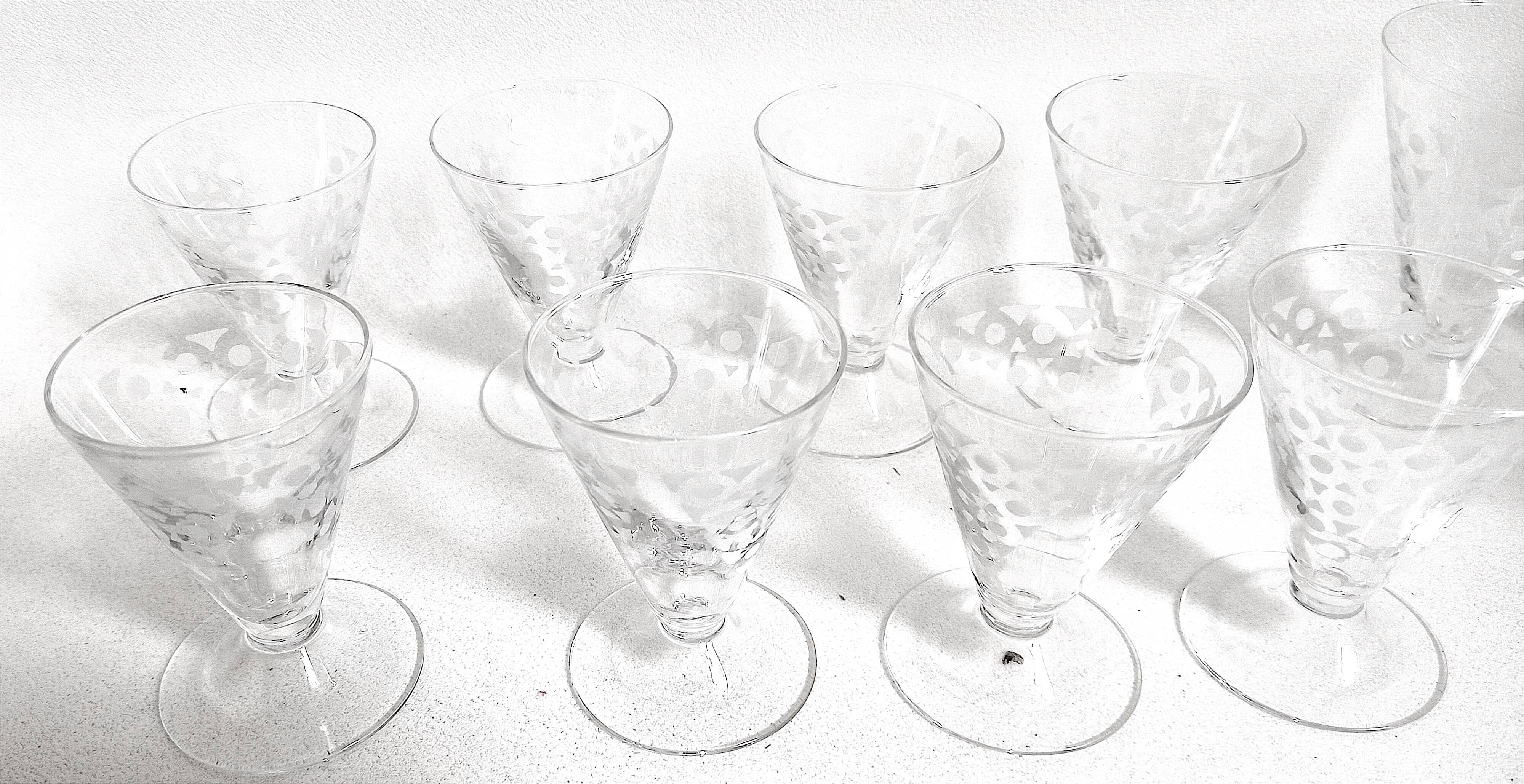 50s water glass set + 8 wine glasses