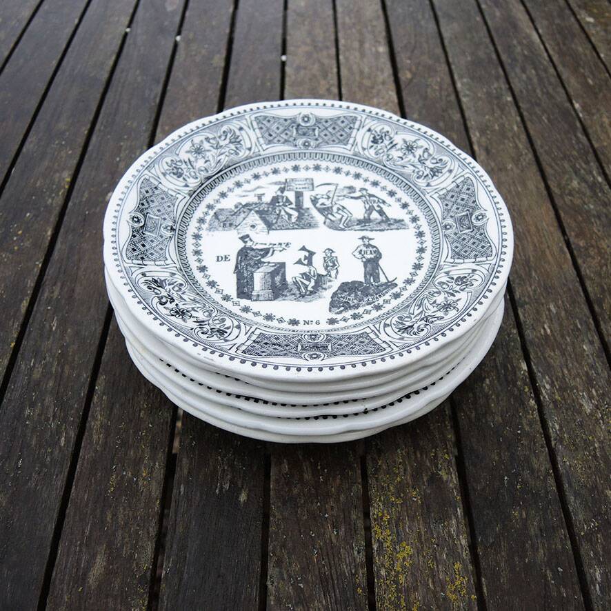 6 old talking plates Gien – Friendship