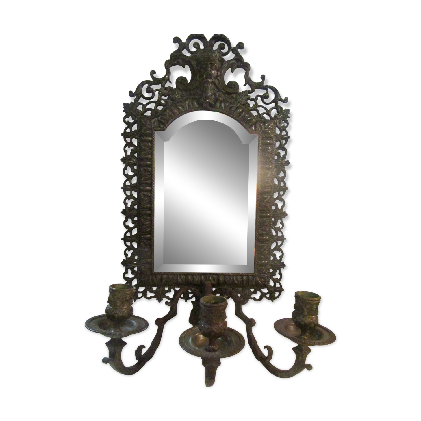 Bronze candle holder mirror