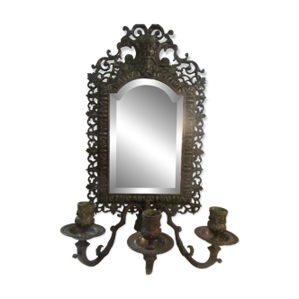 Bronze candle holder mirror