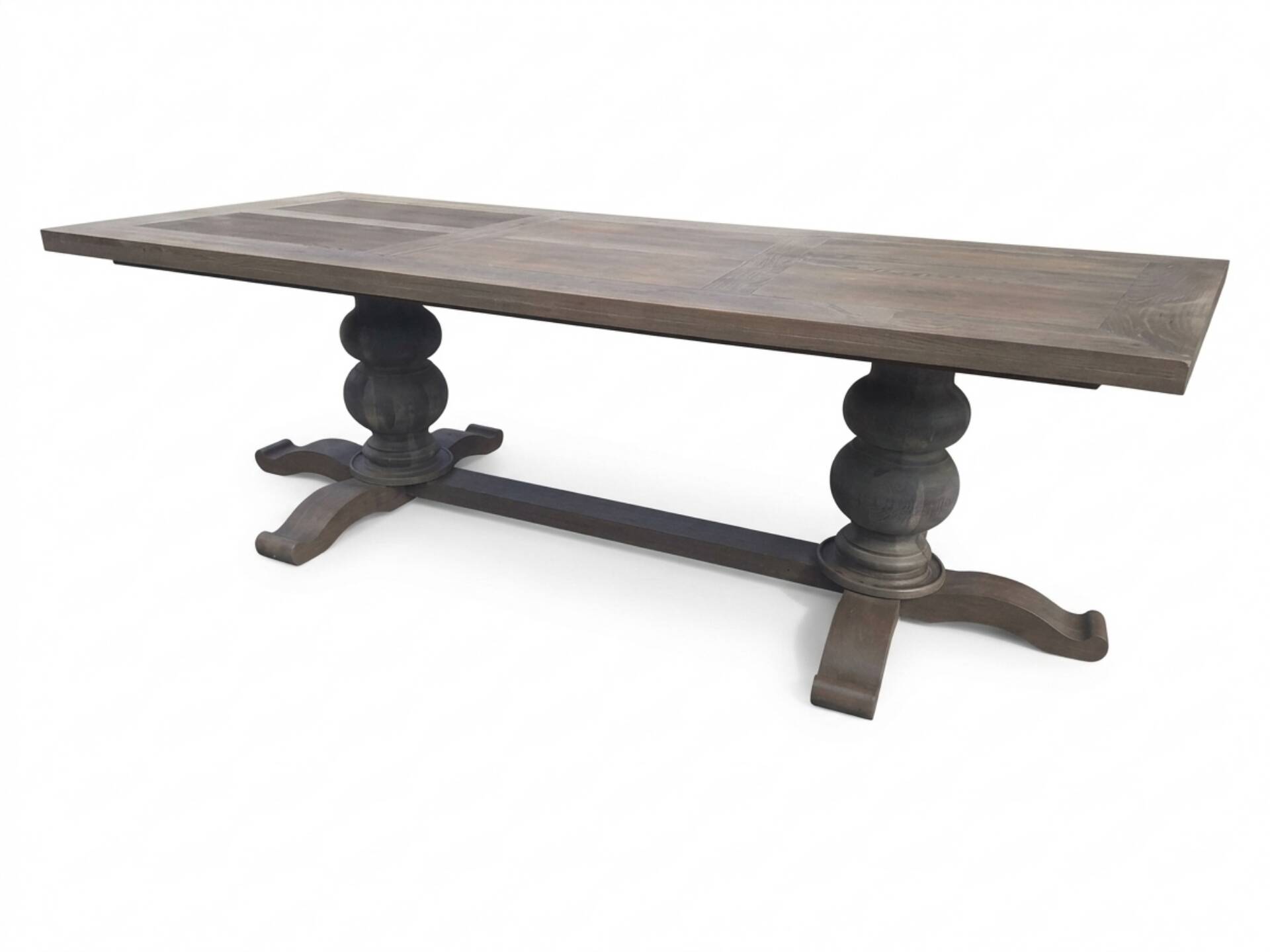Table de ferme en chêne patiné gris
