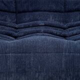 French Togo 2-seater sofa in blue corduroy attributed to Michel Ducaroy for Ligne Roset, 1970s