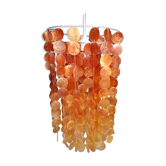 Hanging lamp with orange mother-of-pearl stamps