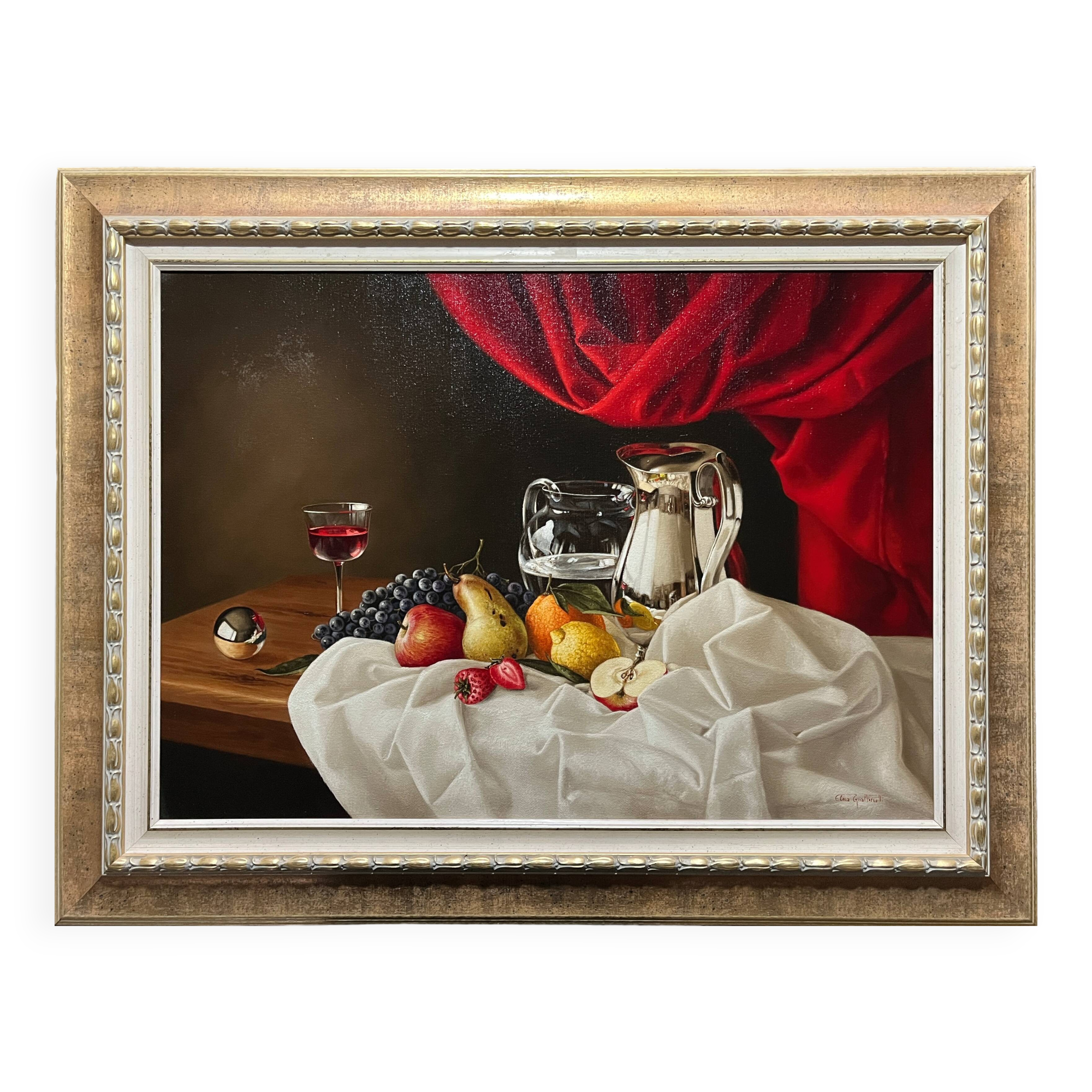 Tableau HST Elena Gualtierotti (born in 1961) "Still Life with Fruits"