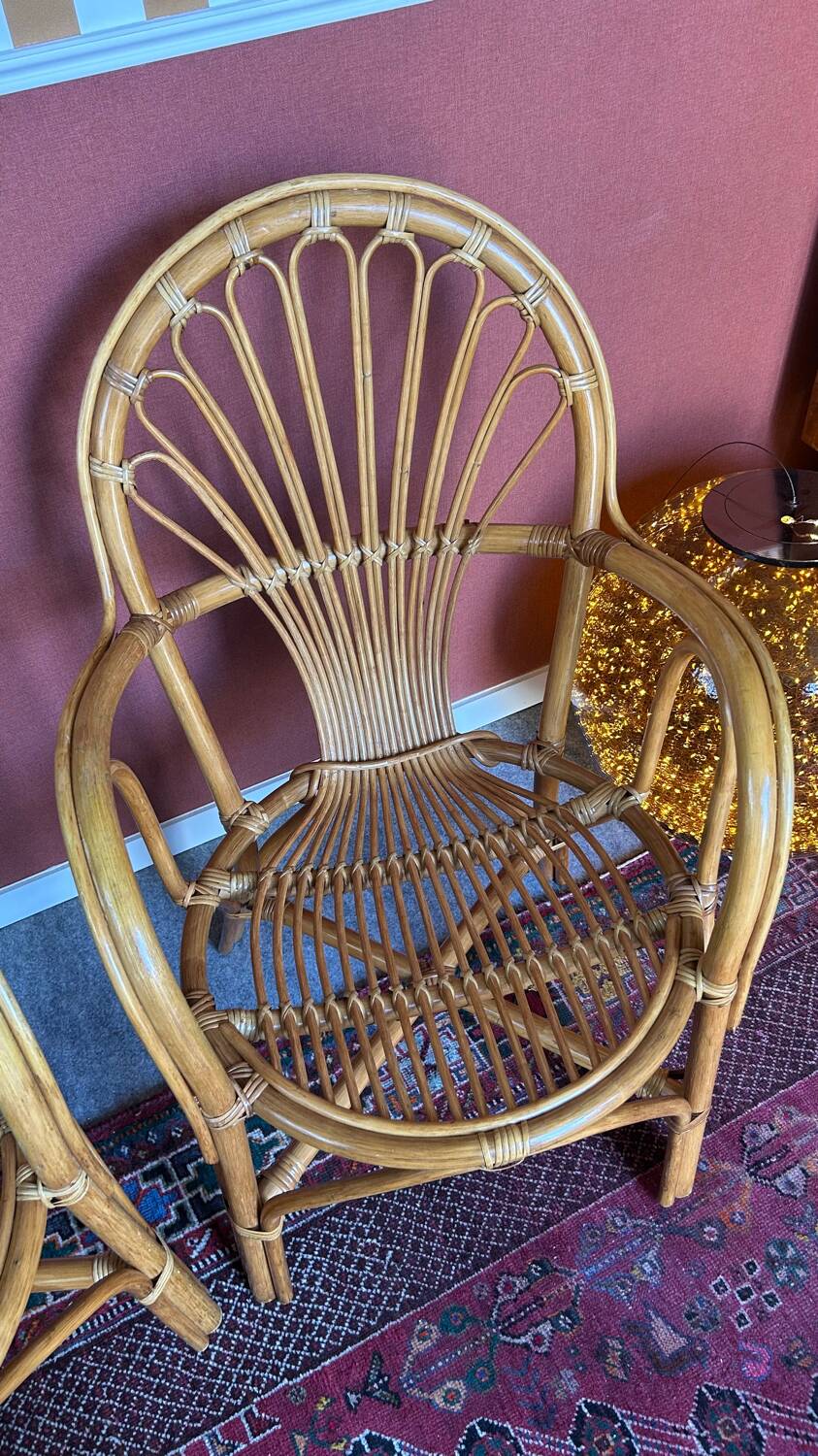 2 vintage rattan armchairs