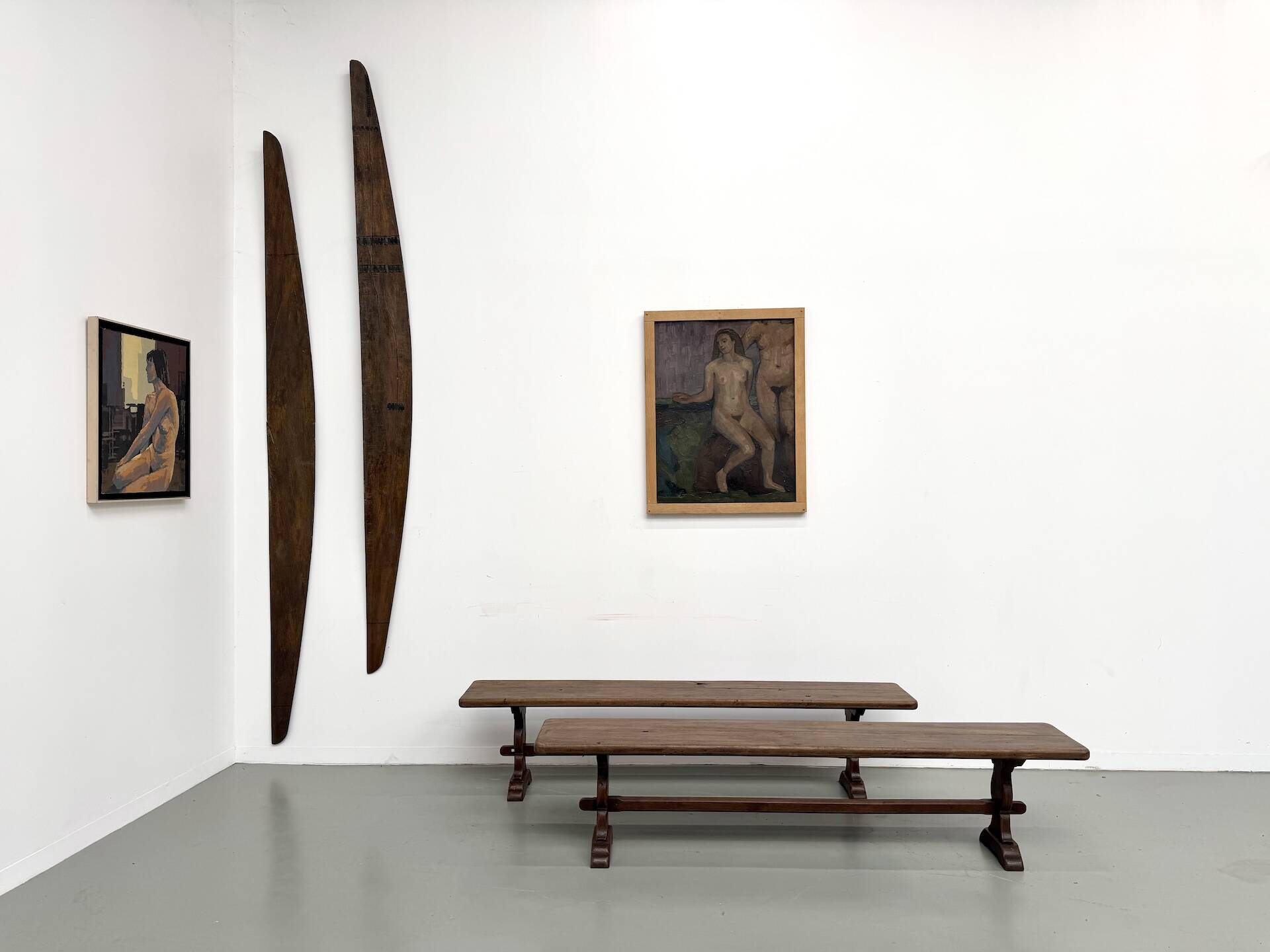 Pair of Solid Oak Farm Benches