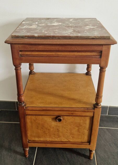 Louis Philippe style bedside table in cherry and ash wood
